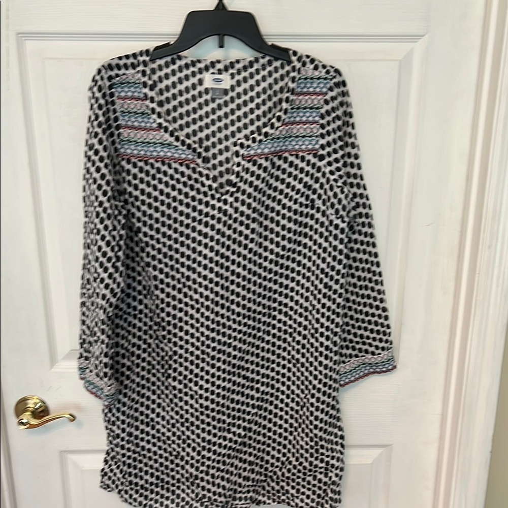 Old Navy Black and White Patterned Midi Dress